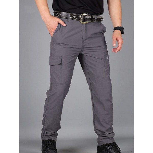 Men's Straight Cargo Pants Tactical Cargo Multi Pocket Solid Color Anti-Wear Pants Sports Outdoor Hiking Black Gray / Spring / Fall