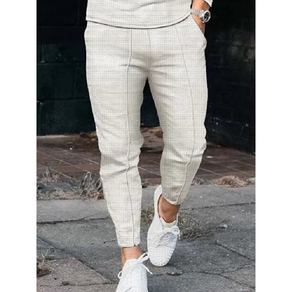 Men's Chinos Tapered pants Pocket Solid Color Sports Full Length Pants Business Casual Trousers Punk & Gothic Dark Khaki White Micro-elastic / Drawstring / Elasticity