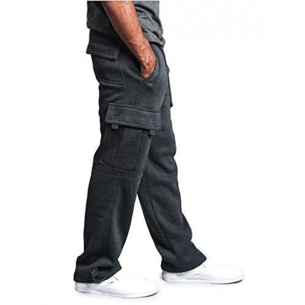 Men's Heavyweight Fleece Cargo Pants Sweatpants Men Loose Sports Trousers Plus Size Cargo Workout Straight Leg Pants