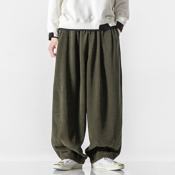 Men's Bloomers Trousers Baggy Pants Solid Color Cotton Blend Corduroy Navy ArmyGreen Black Grey khaki M L XL 2XL 3XL