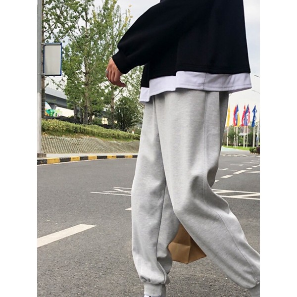 Men's Joggers Sweatpants Trousers Pocket Drawstring Solid Color Breathable Outdoor Full Length Pants Casual Daily Stylish Casual Black Grey Micro-elastic / Winter