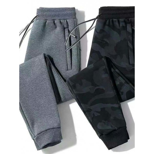 Men's Joggers Sweatpants Trousers Pocket Drawstring Solid Color Breathable Outdoor Full Length Pants Casual Daily Cotton Blend Casual Athleisure Black Camouflage Micro-elastic / Winter