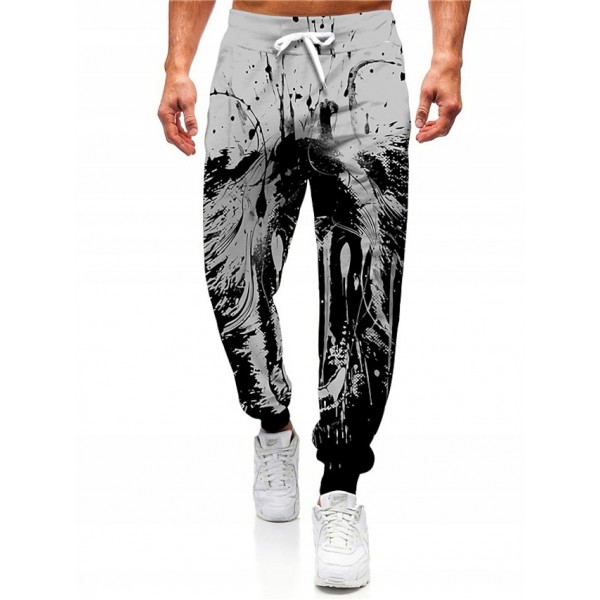 Men's Joggers Pants Sweatpants Drawstring 3D Print Elastic Waist Graphic Abstract Outdoor Sports Full Length Pants Casual Daily Designer Casual / Sporty Gray Micro-elastic / Elasticity