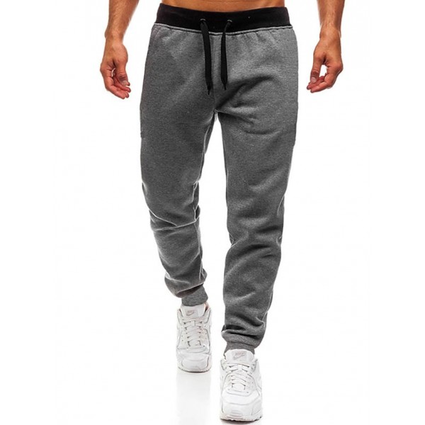 men's active casual comfy fitting sweatpants solid color trousers jogger pants sports outdoor- black - medium