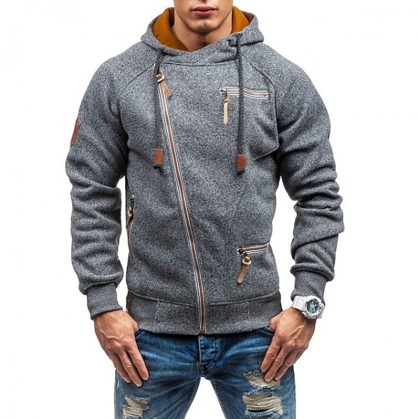 Men's Hoodie Sweatshirt Zip Up Hoodie Full Zip Pocket Hoodie Solid Color Sport Athleisure Hoodie Long Sleeve Warm Breathable Soft Comfortable Everyday Use Street Casual Athleisure Daily Activewear