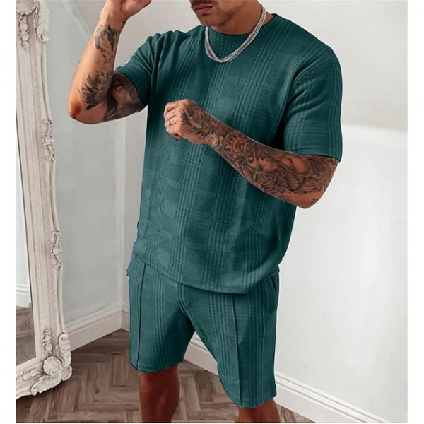 Men's Tee / T-shirt Shorts Crew Neck Letter Printed Sport Athleisure Clothing Suit Short Sleeves Breathable Soft Comfortable Everyday Use Street Casual Athleisure Daily Activewear Outdoor