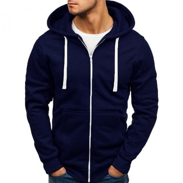 Men's Hoodie Jacket Full Zip Hoodie Solid Color Sport Athleisure Shirt Long Sleeve Breathable Soft Comfortable Everyday Use Casual Athleisure Daily Activewear Outdoor / Winter