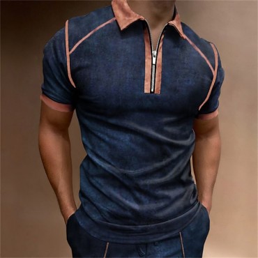 Men's Golf Shirt Solid Colored Turndown Green Black Blue Yellow Short Sleeve Outdoor Street Zipper Tops Fashion Casual Breathable Comfortable / Summer / Spring / Summer