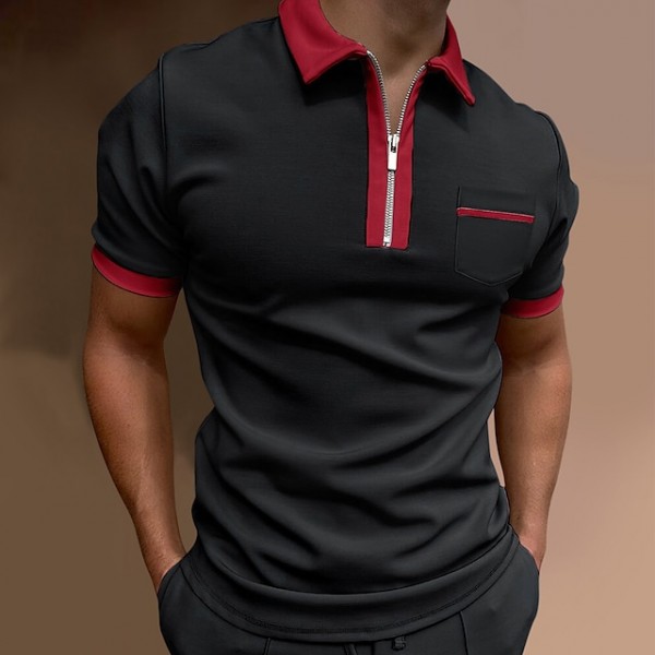 Men's Golf Shirt Solid Colored Turndown Gym Tennis shirts Causal Daily Outdoor Patchwork Short Sleeve Tops Designer Punk & Gothic Sports Wine Black Red White Summer Comfortable