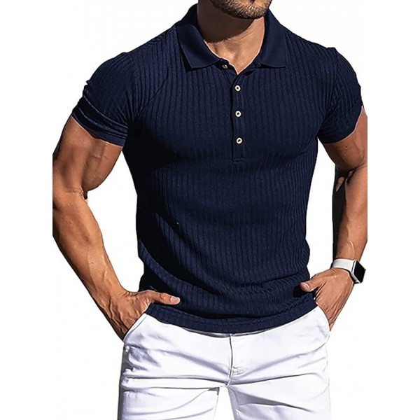 Men's Golf Shirt Plain Striped Solid Color Classic Collar Casual Daily Short Sleeve Tops Business Simple Casual Classic White Black Light gray / Summer Comfortable Lightwight Quick dry