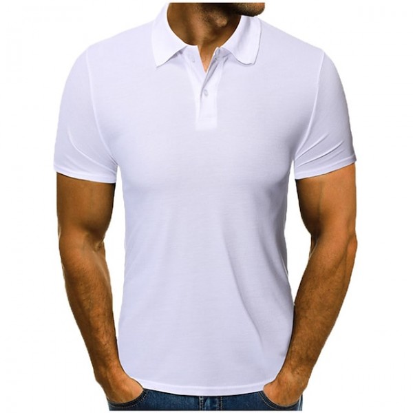 Men's Golf Shirt Solid Color Turndown White Black Blue Gray Red Short Sleeve Street Daily Button-Down Tops Fashion Casual Comfortable / Beach