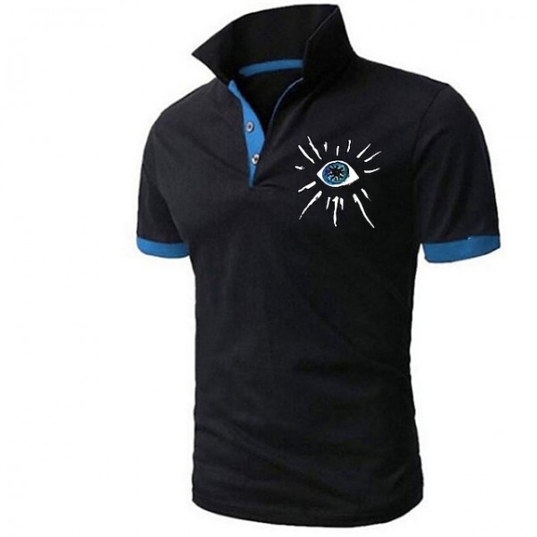 Men's Golf Shirt Graphic Eye Turndown Black Blue Short Sleeve Hot Stamping Outdoor Halloween Button-Down Print Tops Fashion Designer Casual Comfortable / Sports