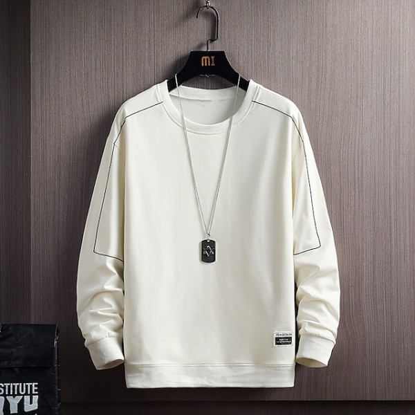 Men's Sweatshirt Pullover Solid Color Daily Holiday Going out non-printing Streetwear Casual Hoodies Sweatshirts  Long Sleeve Green White