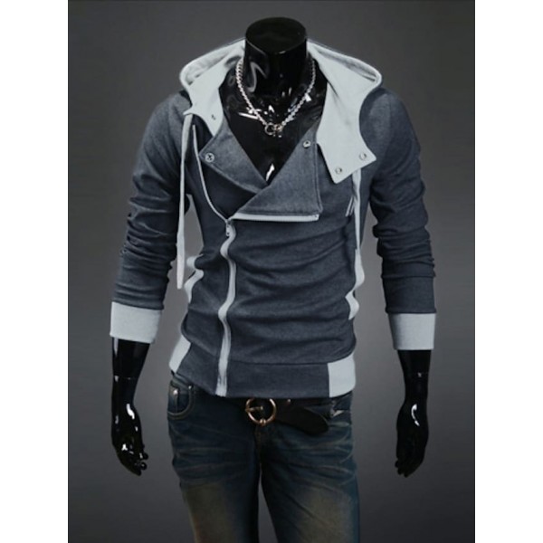 Men's Hoodie Jacket Hooded Solid Colored Daily Sports Weekend Cotton Plus Size Active Casual Hoodies Sweatshirts  Long Sleeve Slim White Black / Winter / Spring / Fall / Winter