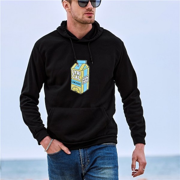 Men's Unisex Plus Size Pullover Hoodie Sweatshirt Lemon Hooded Sport Outdoor Hot Stamping Basic Casual Heavyweight Lyricallemonade Merch Hoodies Sweatshirts Long Sleeve A gray A white A black