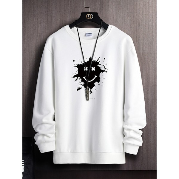 Men's Sweatshirt Grimace Daily Sportswear Casual Hoodies Sweatshirts  Long Sleeve White Black / Spring / Fall