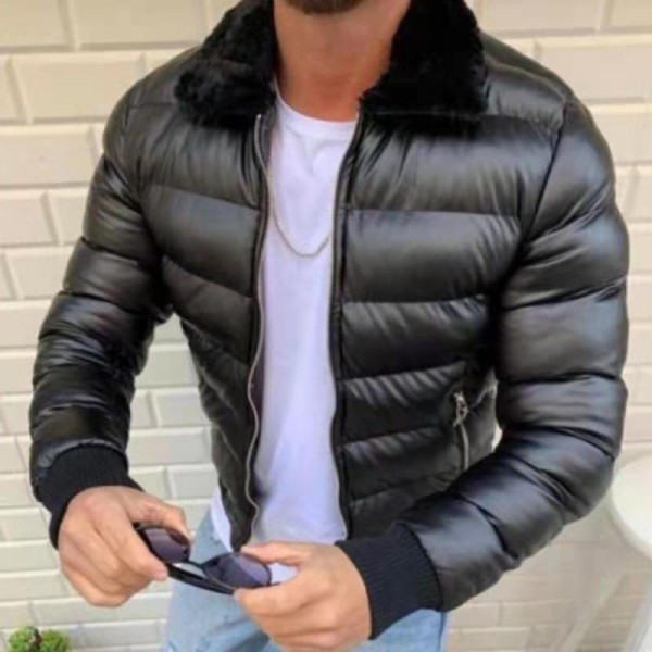 Men's Jacket Outdoor Street Daily Winter Regular Coat Regular Fit Thermal Warm Windproof Breathable Streetwear Sporty Casual Jacket Long Sleeve Solid Color Pocket Black / Faux Leather / Going out