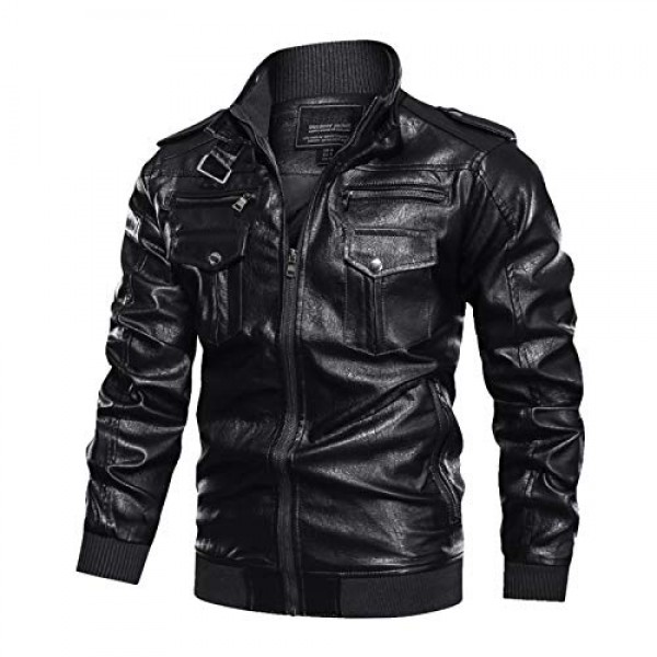 Men's Faux Leather Jacket  Motorcycle Jackets Black Bomber Jacket Casual Daily Outdoor Work Black Brown Fall Winter Comfortable