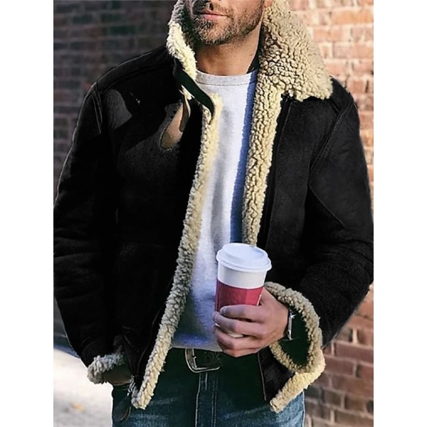 Men's Jacket Outdoor Street Daily Fall Winter Regular Coat Regular Fit Thermal Warm Breathable Streetwear Sporty Casual Jacket Long Sleeve Solid Color Fur Trim Pocket Green Black Khaki