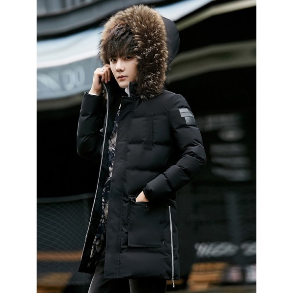 Men Winter Warm Jacket Coat Casual Autumn Collar Puffer Thick Hat Parka Male Men's Winter Classic Windproof Pocket Jacket With Hood