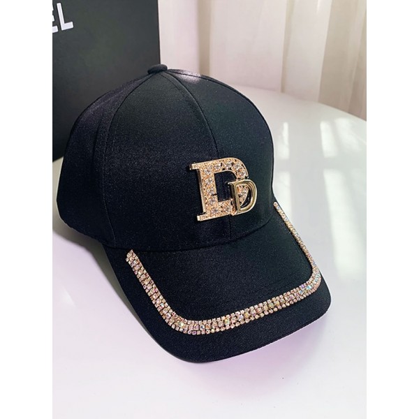 Men's Baseball Cap Dailywear Sexy Letter Black White Hat Spring  Summer Sports Cap Rhinestone D Letter Baseball Cap Summer Thin Fashion All-match Sun Cap