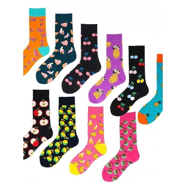 Comfort Novelty 1 Pair Men's Socks Socks Medium Black Harajuku happy socks men's funny combed cotton dress casual socks colorful novelty skateboard socks men Snack pattern