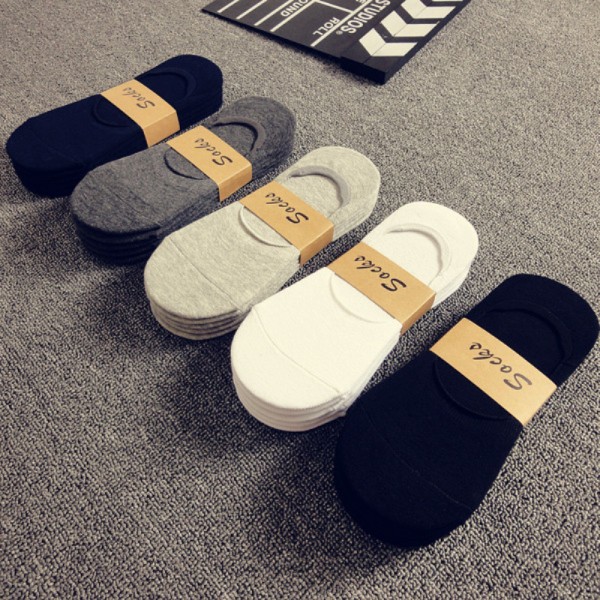 Men's 5 Pairs No Show & Liner Socks Fashion Comfort Solid Colored Thin Summer Spring & Summer Multi color White Black