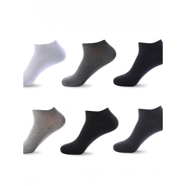 Men's 6 Pairs Socks Casual Socks Comfort Solid Colored Thin Spring & Summer Multi color White Black