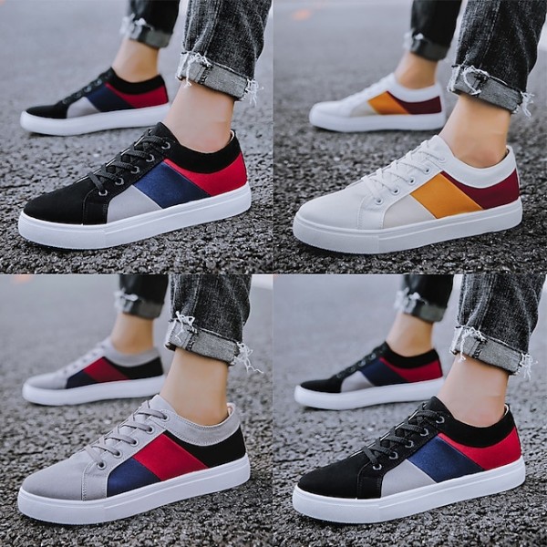 Men's Sneakers Light Soles Casual Daily Walking Shoes Canvas Black Gray Beige Color Block Fall Winter