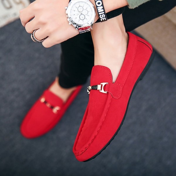 Men's Loafers & Slip-Ons Suede Shoes Driving Loafers Business Classic Daily Office & Career Black Red Blue Spring Summer