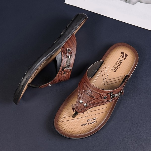 Men's Slippers & Flip-Flops Casual Classic Home Daily Rubber Brown Yellow Spring Summer