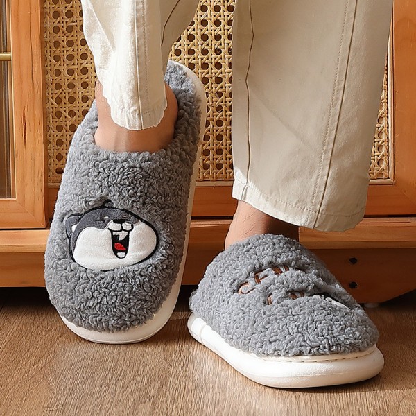 Men's Unisex Slippers & Flip-Flops Slippers Casual Home Velvet Elastic Fabric Gray Khaki Blue Fall Winter