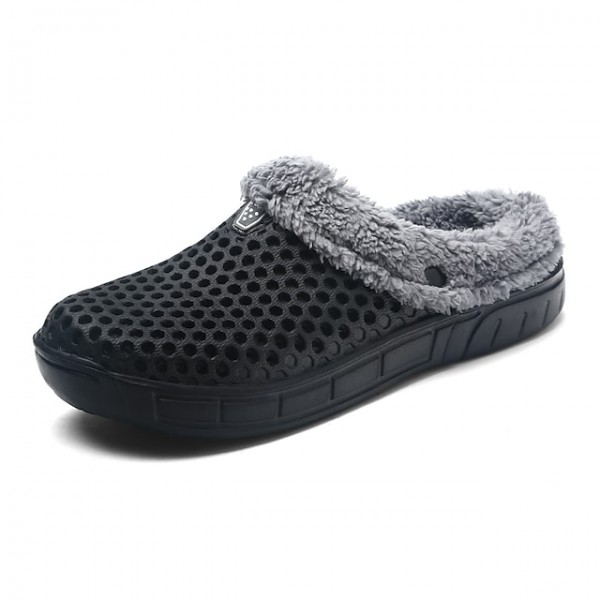 Men's Slippers & Flip-Flops Casual Home Daily Walking Shoes PU Gray White Black Color Block Fall Winter