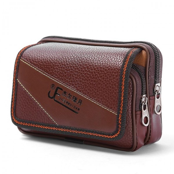 Men's Leather Bag Bum Bag Fanny Pack Coin Purse Mobile Phone Bag Cowhide Solid Color Daily Going out Office & Career