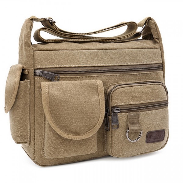 Men's Canvas Bag Messenger Bag Shoulder Messenger Bag Crossbody Bag Canvas Daily Outdoor Green Black Khaki Brown