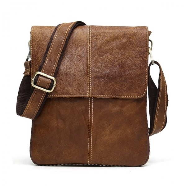 factory supply leather men's bag casual fashion men's shoulder bag messenger bag retro vertical small satchel