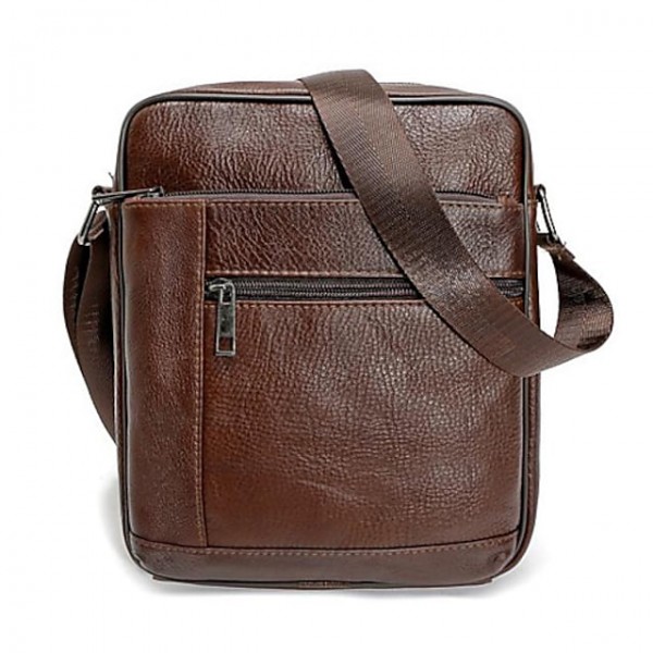 Men's Leather Bag 2022 Messenger Bag Crossbody Bag Genuine Leather Zipper Solid Color Casual Daily Office Black Brown