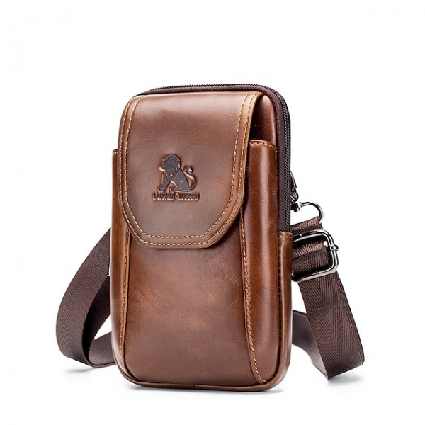 Men's Bum Bag Messenger Bag Fanny Pack Nappa Leather Crossbody Bag Zipper Holiday Outdoor Black Brown