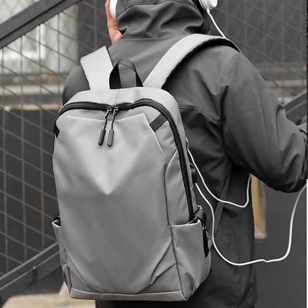 Men's Women's Laptop Bag Backpack Oxford Cloth Zipper Solid Color Daily Going out Black Gray